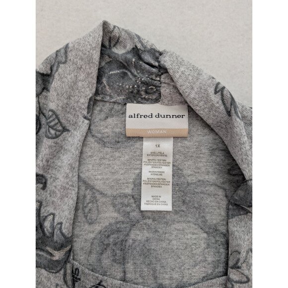 Alfred Dunner Women's Sweater Size 1X Gray Floral Print 2-For Cardigan - Picture 4 of 16